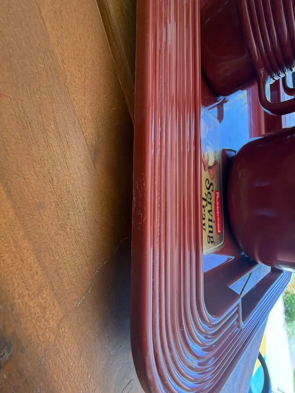 Vintage Rubbermaid Brown Ribbed Pitcher, 4 Mugs, and Serving Tray No. 3810 Set